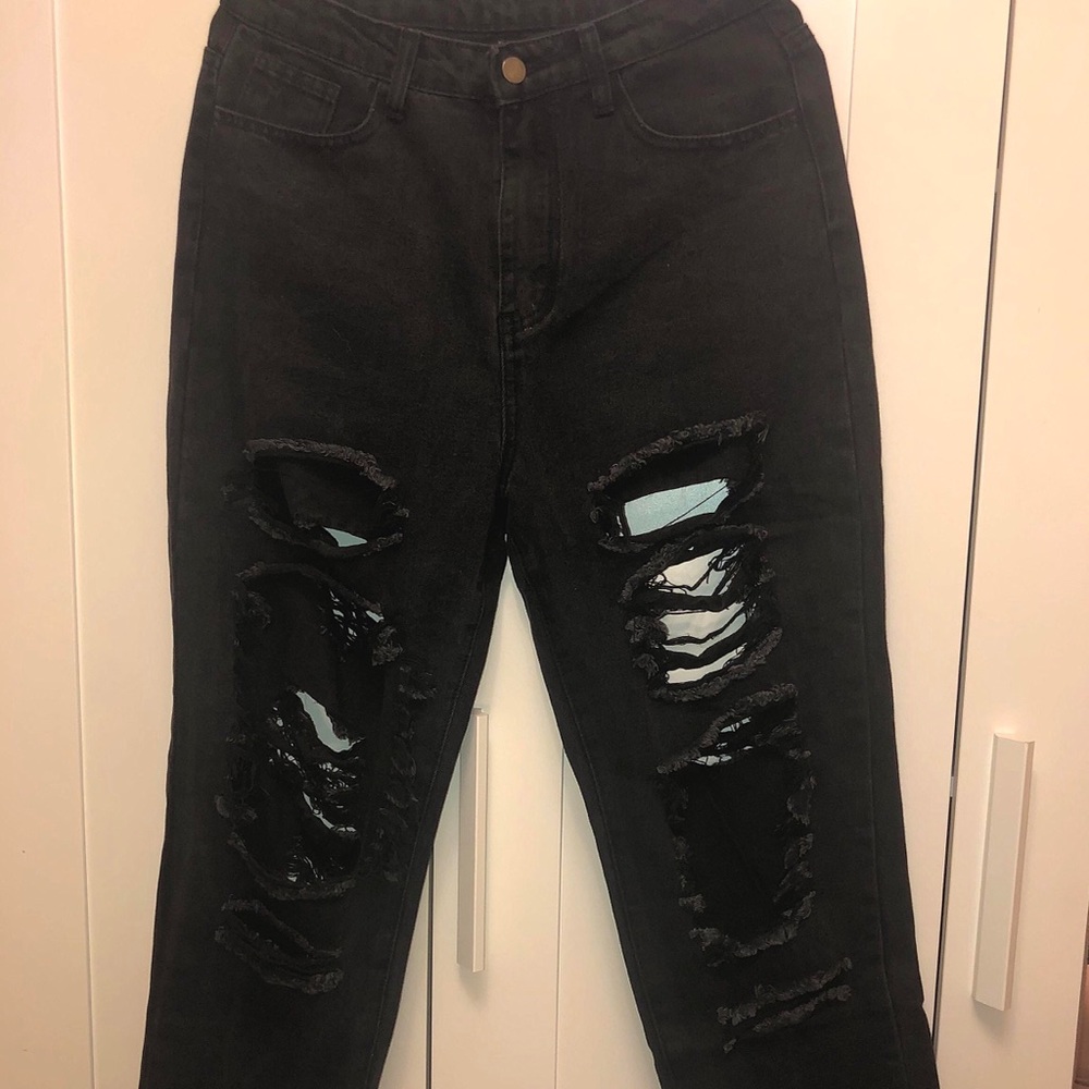 Shein High Waisted Ripped Mom Jeans